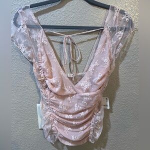 Free People Pink Lace Chemise